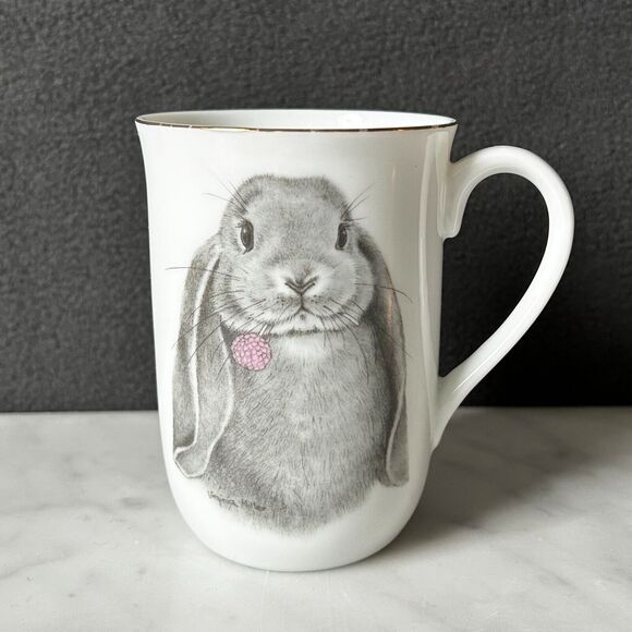 Otagiri Bunny Rabbit  Mug Japan Jonah's Workshop - White Porcelain Coffee Cup - Picture 1 of 6